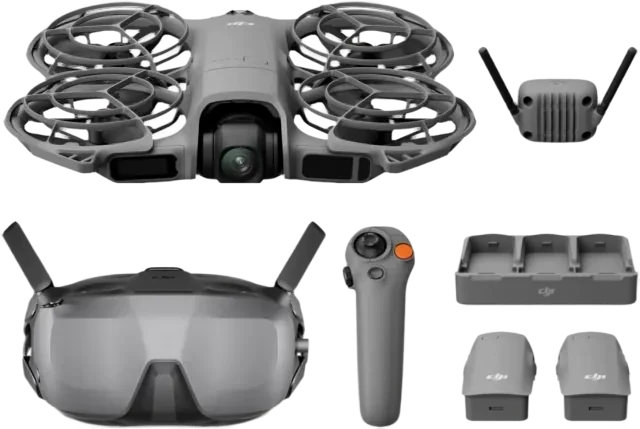 DJI Neo 2 drone with goggles, motion controller and batteries