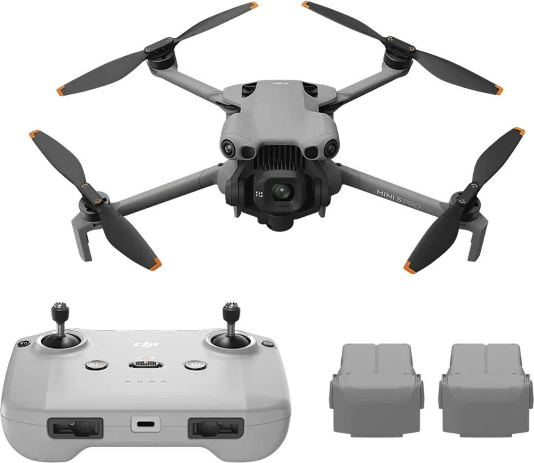 DJI Mini 5 Pro drone with remote controller and two batteries